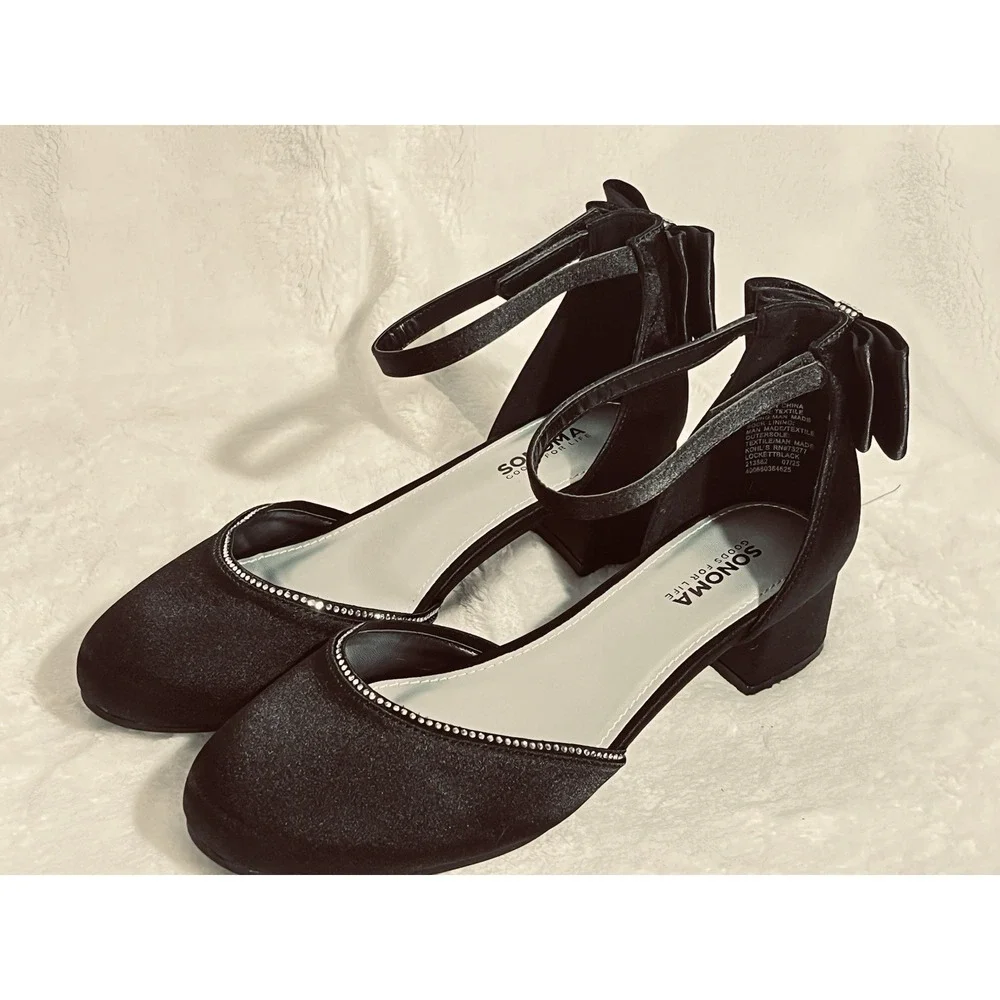 Sonoma Goods for Life Girls Lockett Dress Shoes – Size 6 – Bow & Embellishment